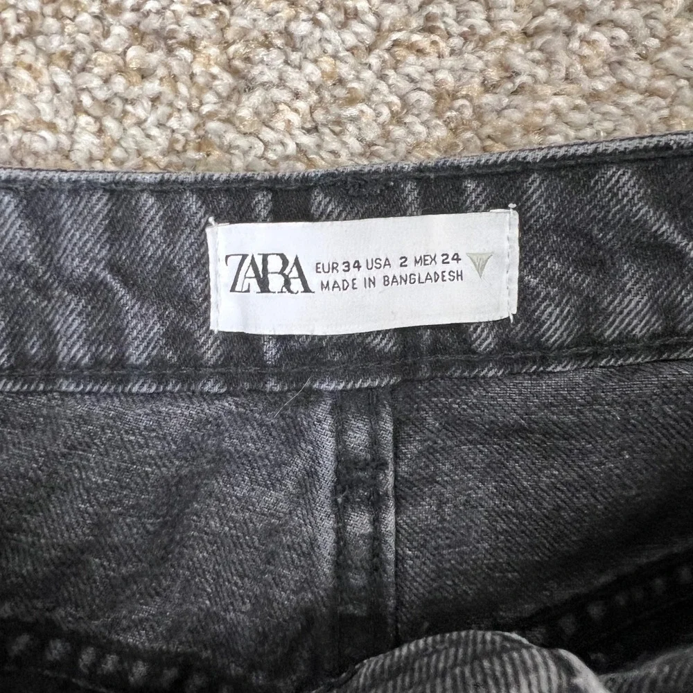Zara Womens High Waisted Denim Shorts Washed Black Size 2 25W